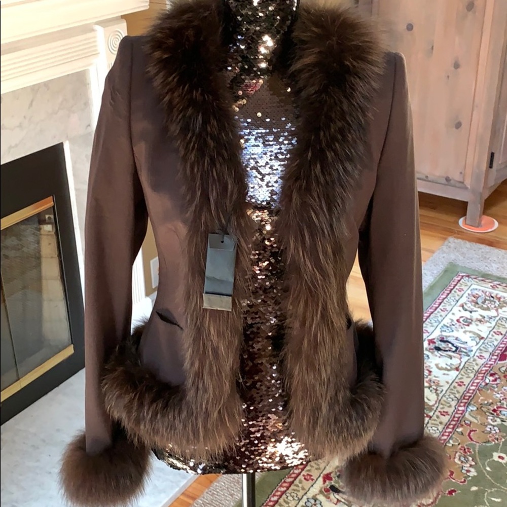 NWT brown silver fox blazer